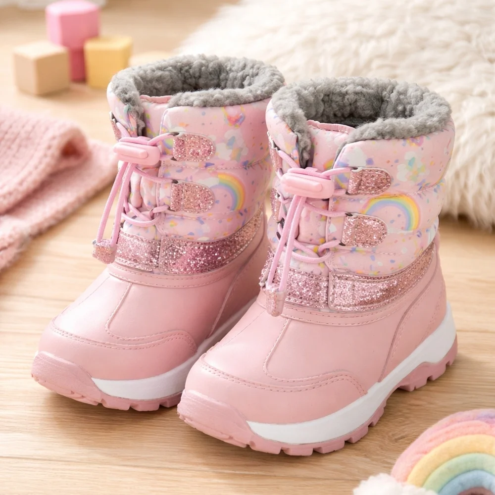 Cozy Pink Snow Boots and Multicolor Slip-On Shoes for Kids